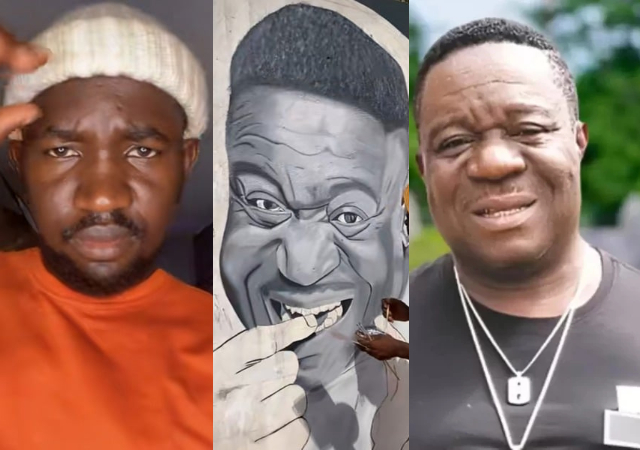 “Forever in our hearts and memories” – Nigerian artist pays tribute to Mr. Ibu with adorable wall portrait