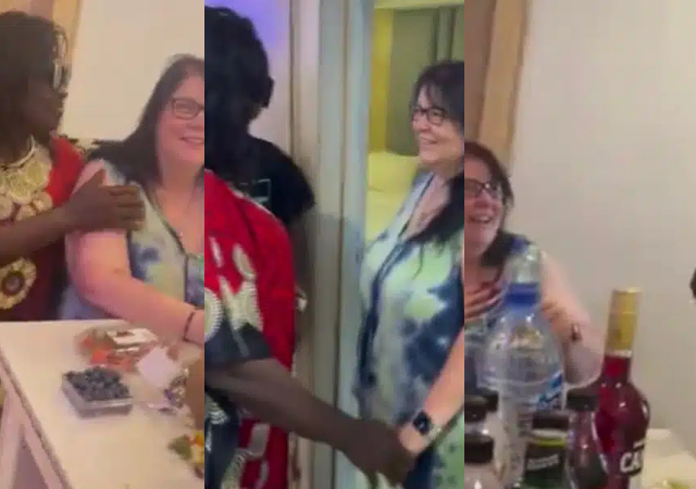 “See as the woman dey pet her age mate" - Reactions as man introduces wife to his Nigerian parents