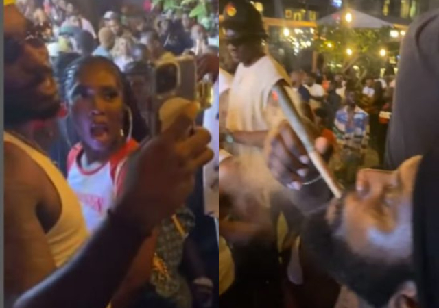 “NDLEA no dey see this one" - Reactions as Tiwa Savage expresses shock as she spots Odumodublvck heavily smoking at recent event