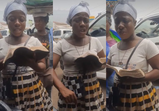 Lady who can't speak sparks reactions as she preaches and wins souls for God on street