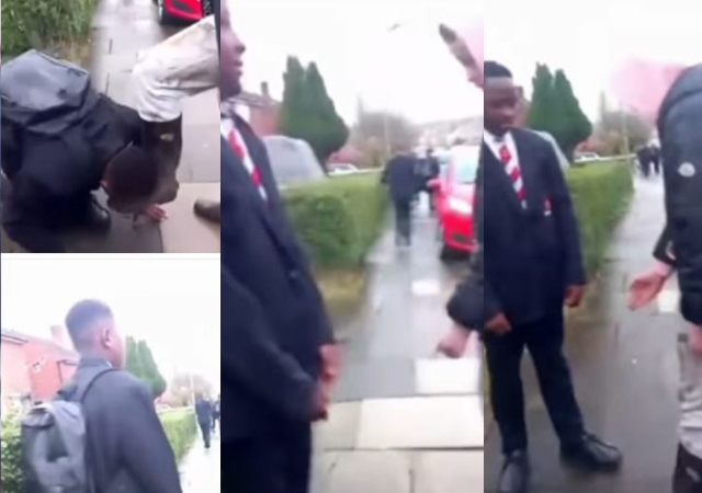 "The boy doesn’t look weak at all" - Video of a student being 'manhandled' by a group of white kids in the UK goes viral