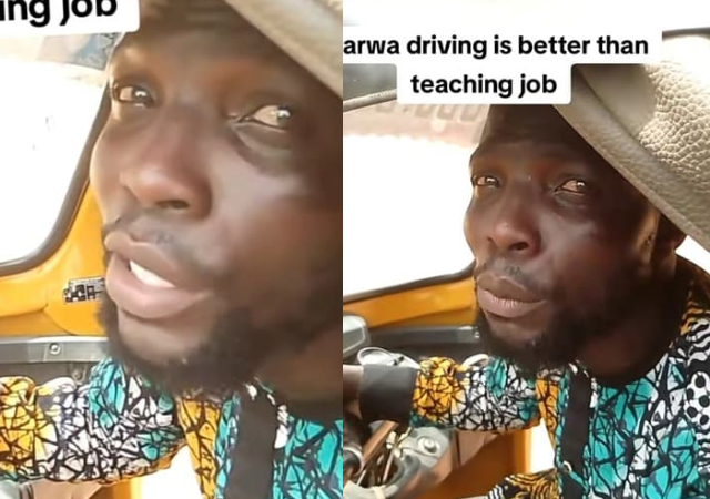 Tricycle rider claims he earns over ₦6,000 in 2 hours, says his business is better than a teaching job 