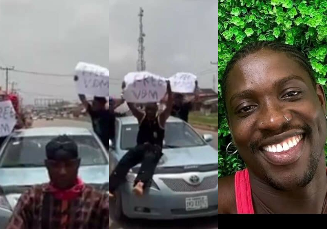 “Free VDM” – Nigerian youth takes to the streets to demand the release of VeryDarkMan