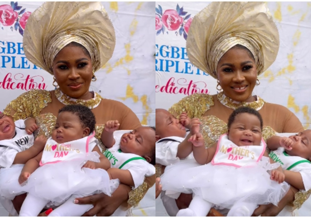 Adorable woman overjoyed as she welcomes triplets after 7 years of waiting