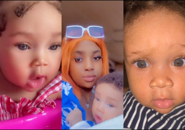 Nigerian mom shows off her cute daughter with beautiful grey eyes