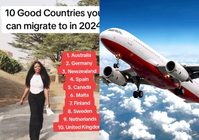 "10 countries you can migrate to in 2024" - Lady shares