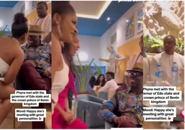 Video of Phyna and Nini greeting Governor Obaseki and crown prince of Benin kingdom stirs reactions 