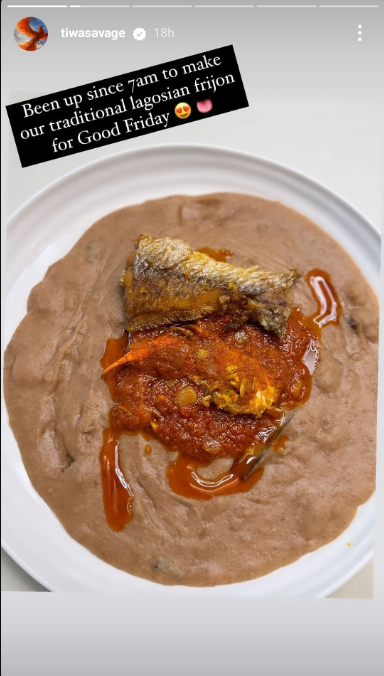“Been up since 7am” – Tiwa Savage shows off cooking skill with traditional Lagosian frijon on Good Friday