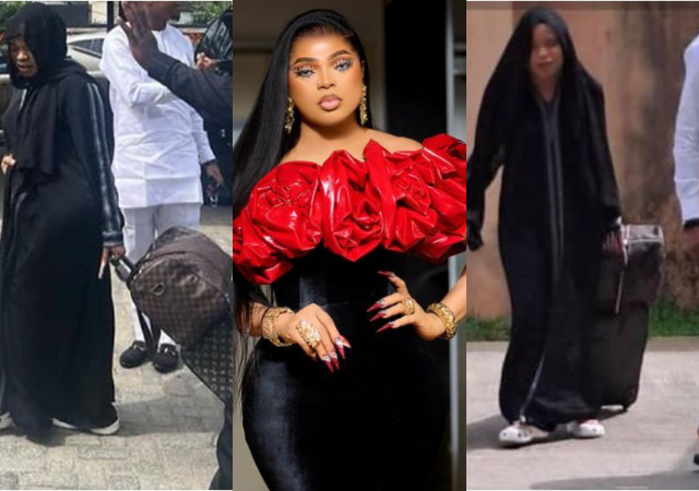 Bobrisky pictured heading to prison with designer bags after declaring himself a man in court