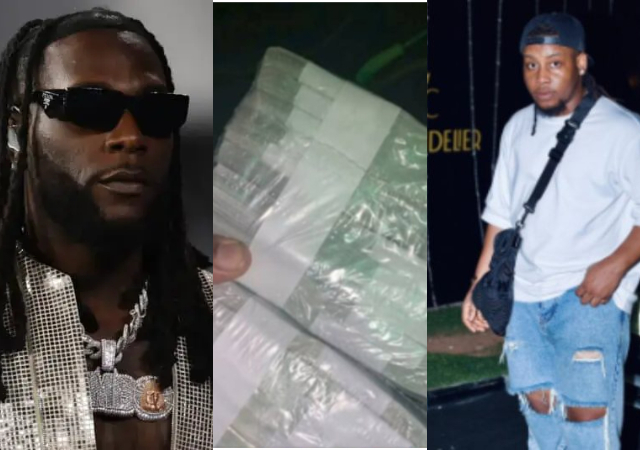 "I couldn’t hype well again" - Hypeman overjoyed as Burna Boy gifts him N1m cash at a popular club in Lagos 
