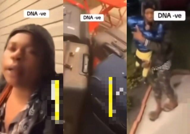Woman cries out as husband kicks her and child out after DNA test shows negative