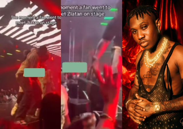“That’s disrespectful pulling his cap” – Reactions as Zlatan Ibile pushes a fan off stage and collected his cap