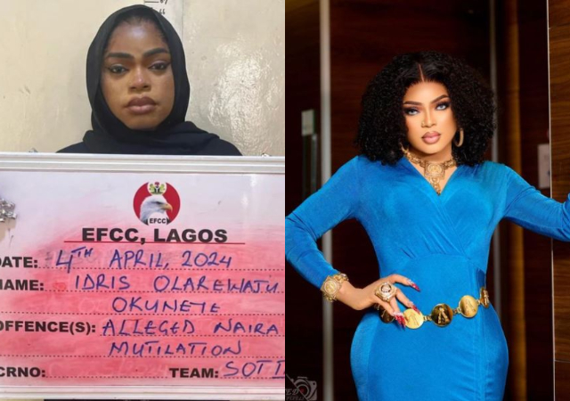 EFCC Shares Mugshot Of Arrested Crossdresser, Bobrisky, Grills Him For Naira Abuse