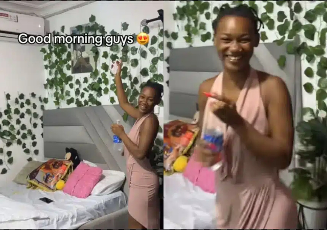 Nigerian lady sparks reactions as she celebrates purchase of an air conditioner
