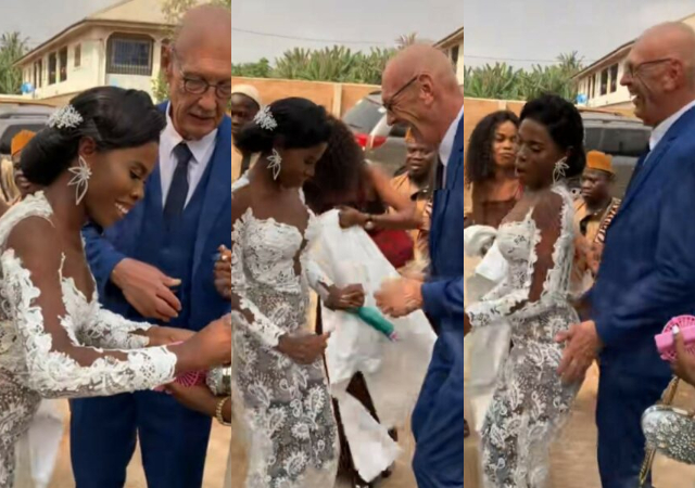 Lady dances with joy in her heart as she marries her Caucasian husband 