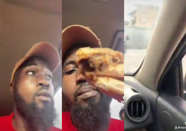 Man surprised as stranger snatches chicken lap from his mouth in Lagos traffic