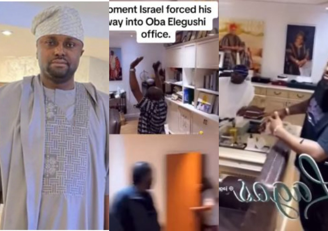 "Davido is really helping this dude" - Isreal DMW sparks buzz as he forces his way inside Oba Elegushi office