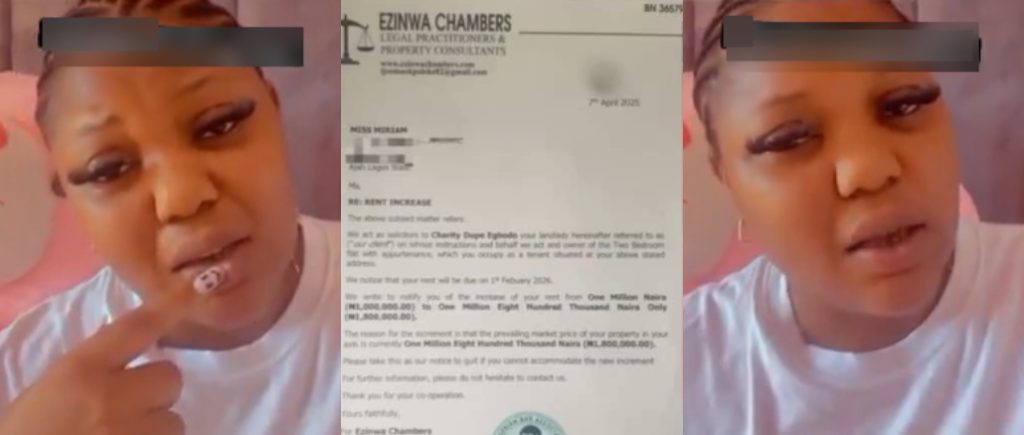 Nigerian Lady Laments as Landlord Hikes Rent from ₦1.2M to ₦1.8M 