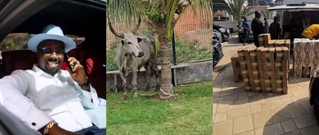 Obi Cubana Rejoices as Friends Gift Him 5 Cows & Truckload of Drinks