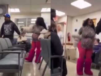Drama Unfolds as Pregnant Woman Catches Baby Daddy with Another Pregnant Lady at Clinic