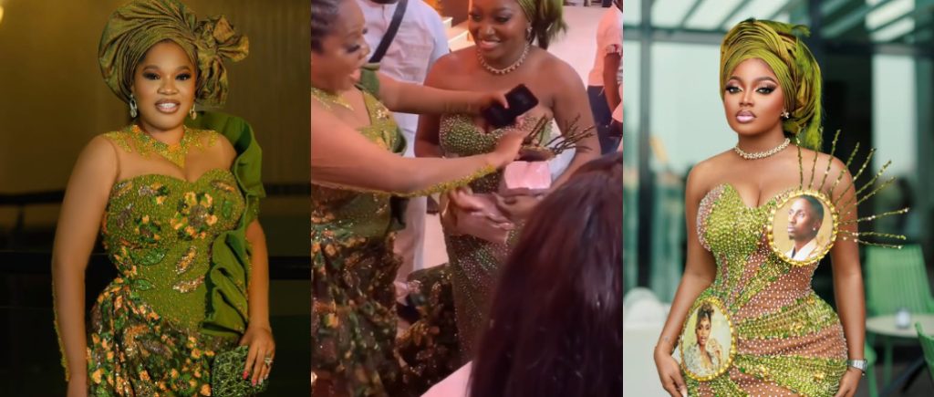 Drama as Toyin Abraham Tries to Tear Juma's Photo Off Papaya’s Dress