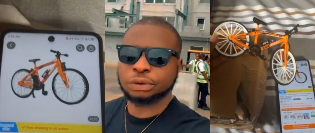 Nigerian Man Cries Out After Receiving Mini Bicycle Instead of Full-Sized one he Ordered