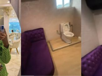 Lady Amused as She Finds Sofa and AC Inside Abuja Restaurant Toilet