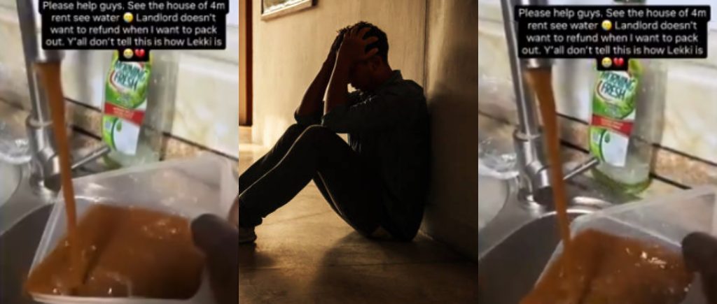 Outrage as Man Shares Video of Dirty Water in ₦4M Lekki Apartment