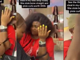 CCTV Exposes Woman Stealing Bone Straight and Pixie Wig Worth ₦300K