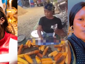 Asake’s Baby Mama Spotted Roasting Corn by Roadside, Sparks Online Reactions