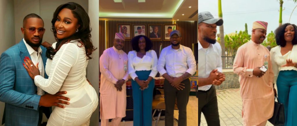 IVD Takes Fiancee Blessing CEO to Meet MC Oluomo in Abuja

