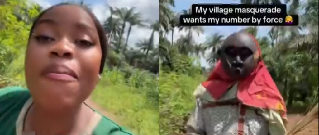 Lady Cries Out as Masquerade Demands Her Phone Number in Viral Video
