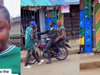 Lady Stunned After Spotting an 'Agbero' Wearing the Same Outfit as Her at Bus Stop