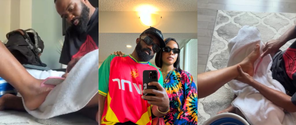 Noble Igwe’s Pregnant Wife Gets a Pedicure as First Push Gift