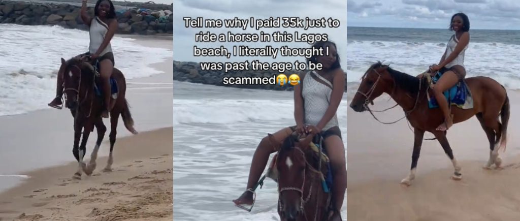 Lady Laments After Paying ₦35K for Horse Ride at Lagos Beach