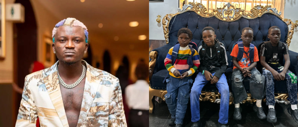 “See As Dem Kala”- Fans React As Portable Shows Off His Four Sons