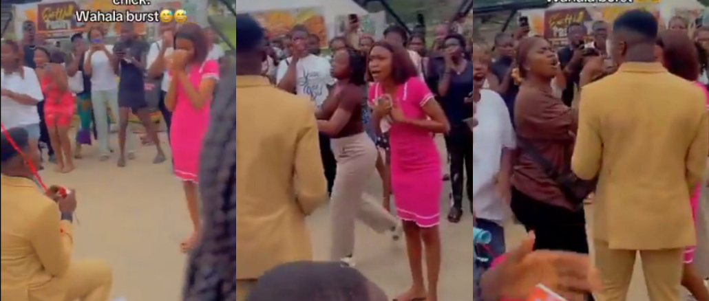 Drama As Main Girlfriend Catch Boyfriend Proposing To Side Chick On Valentine’s Day