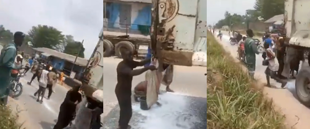 Driver Cries Out as Locals Help Themselves to Fertilizer After There Truck Was Involved in a Minor Acc!dent