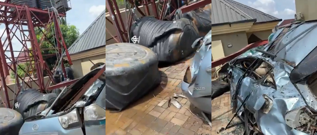 Tenant's Car Destroyed by Collapsed Metal Scaffolding Holding Water ...